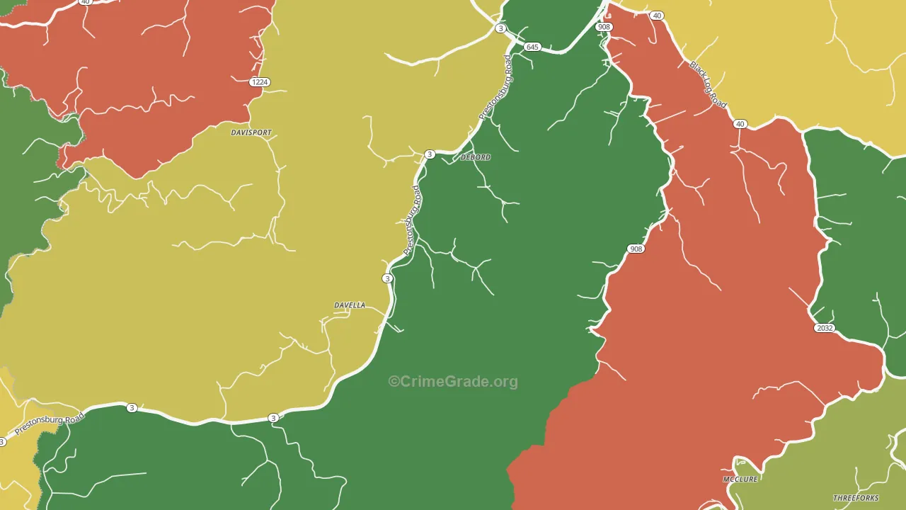 DeBord, KY Map of Arson Rates