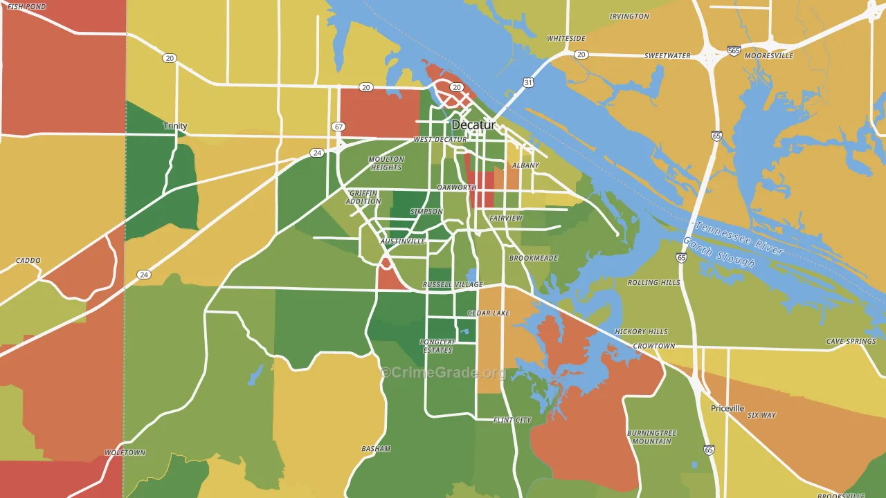 Decatur, AL Map of Arson Rates