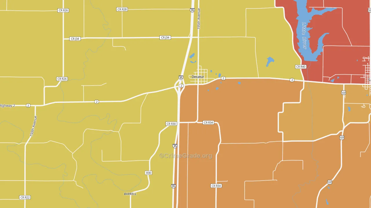 Decatur City, IA Map of Arson Rates