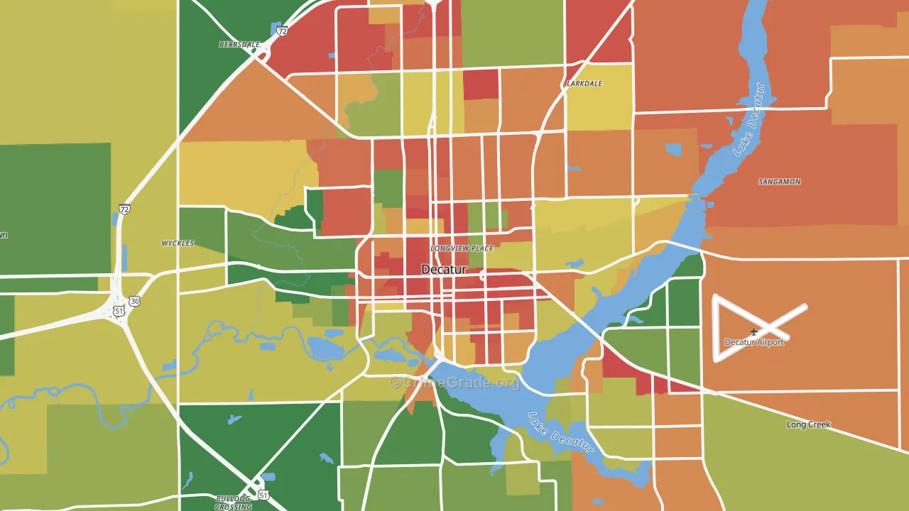 Decatur, IL Map of Arson Rates