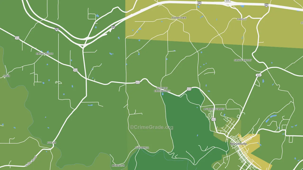 Deemers Cross Roads, PA Map of Arson Rates