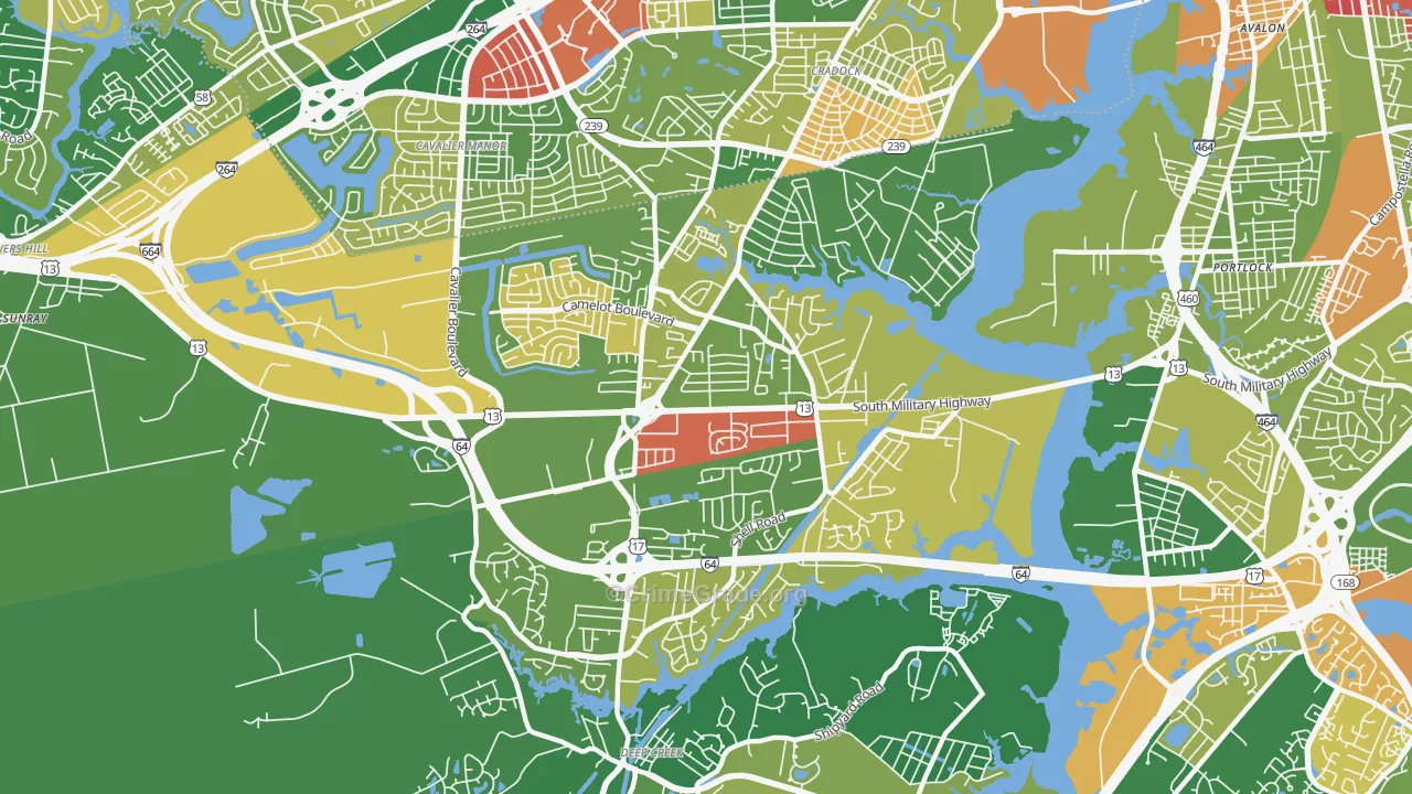 Deep Creek North, Chesapeake, VA Map of Arson Rates