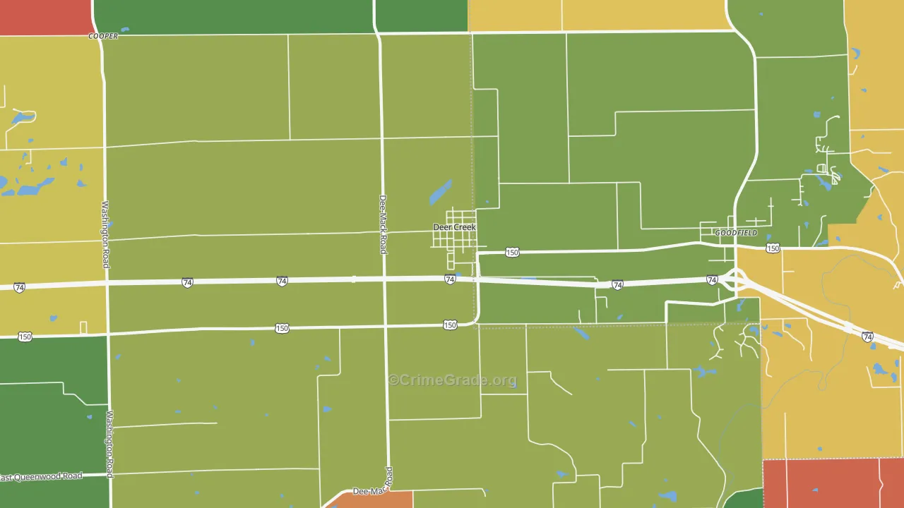Deer Creek, IL Map of Arson Rates