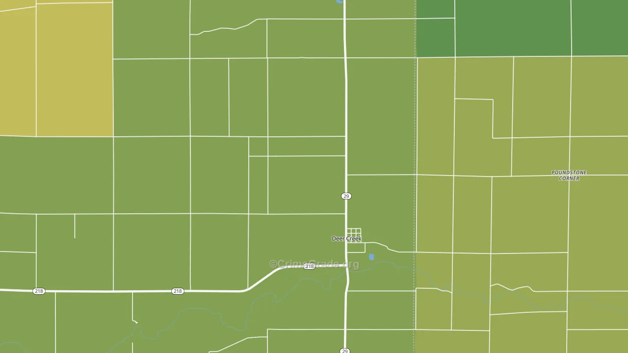 Deer Creek, IN Map of Arson Rates
