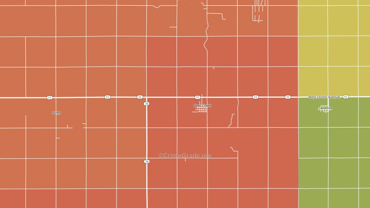 Deer Creek, OK Map of Arson Rates