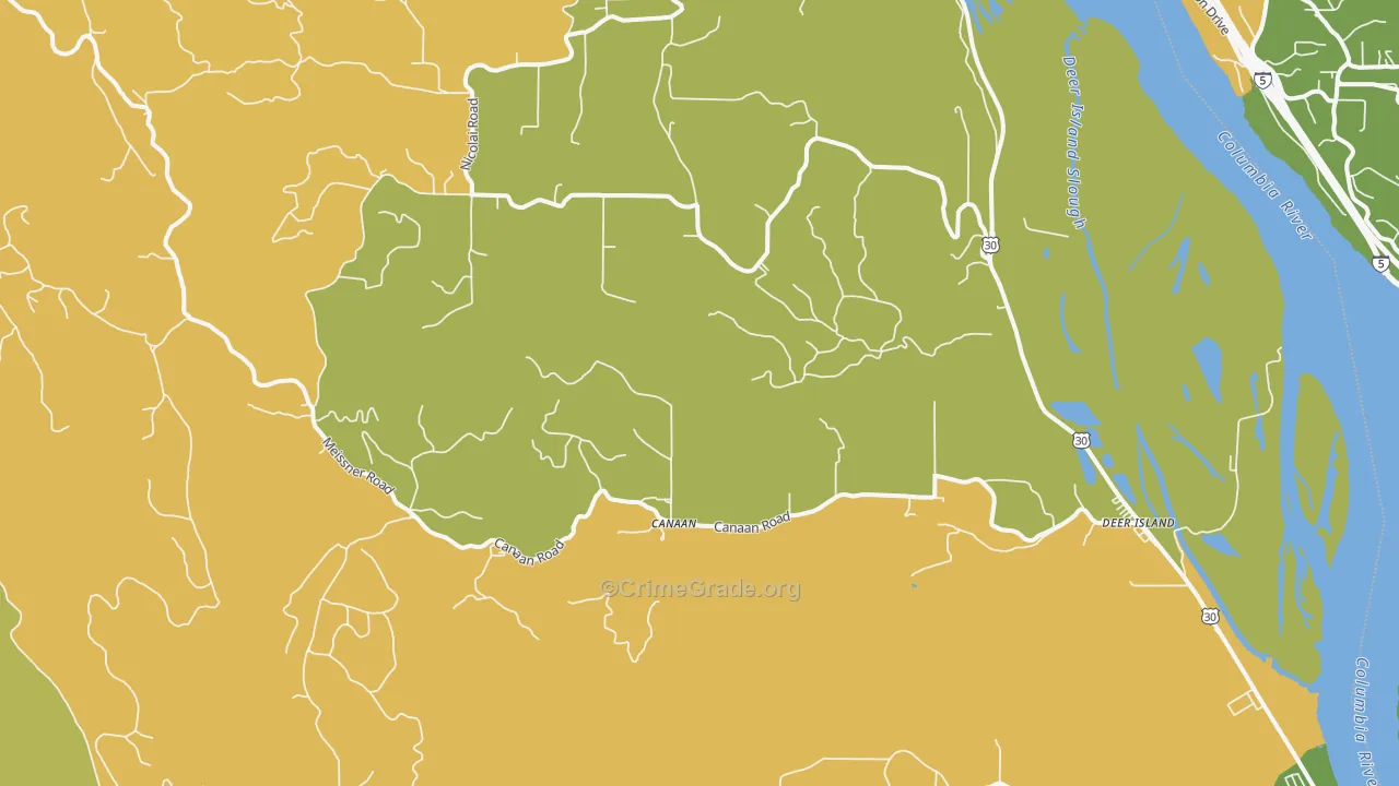 Deer Island, OR Map of Arson Rates
