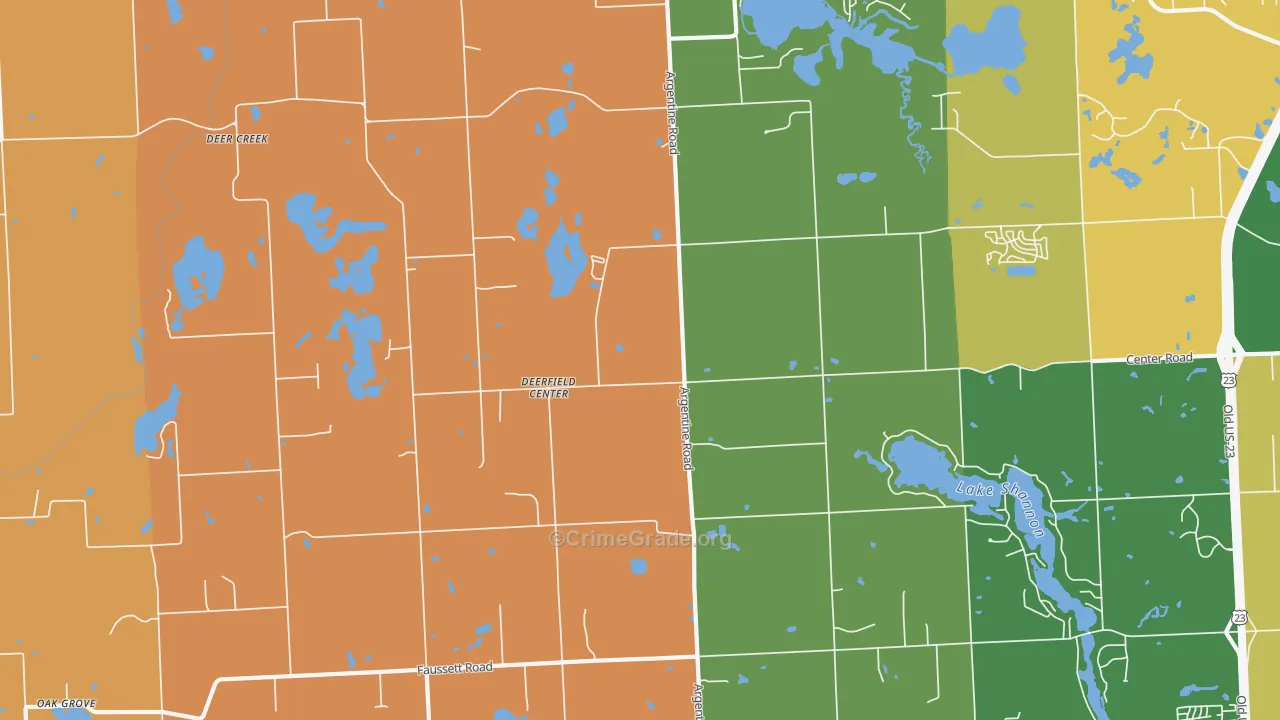Deerfield Center, MI Map of Arson Rates