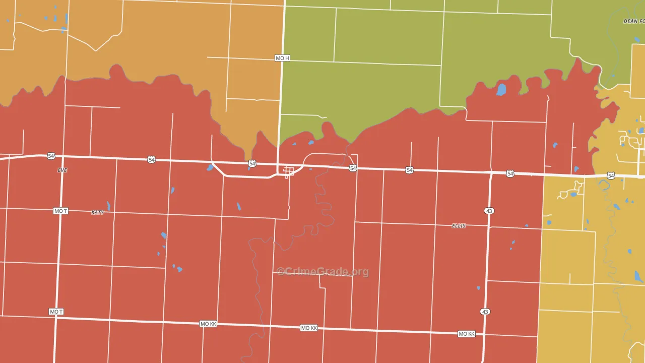 Deerfield, MO Map of Arson Rates