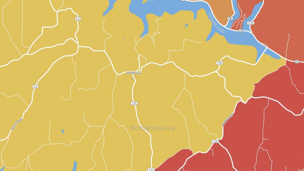 Deersville, OH Map of Arson Rates