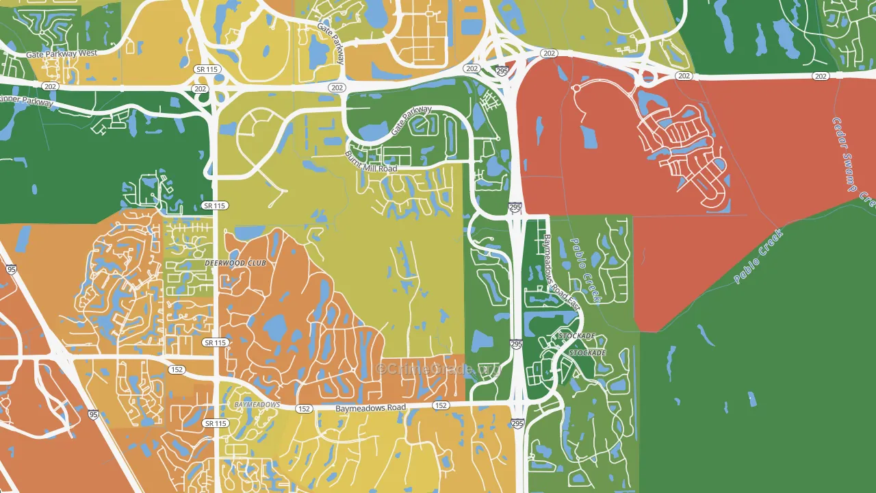 Deerwood, Jacksonville, FL Map of Arson Rates