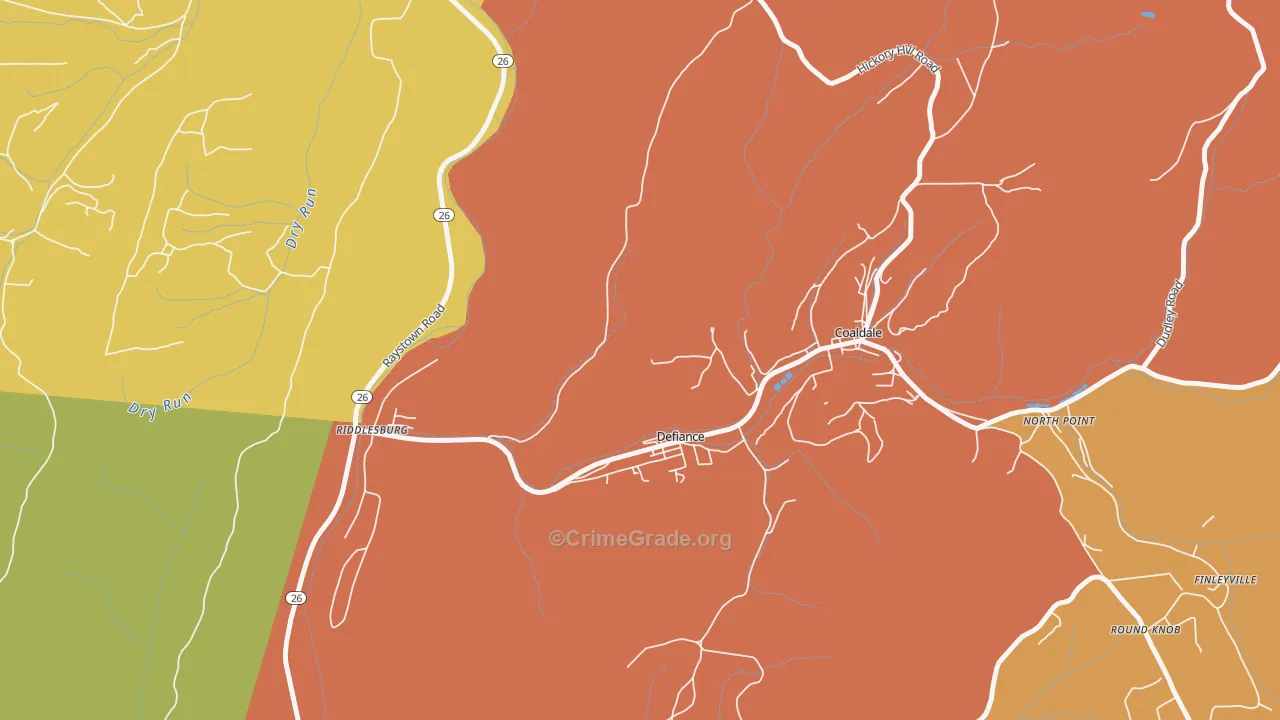 Defiance, PA Map of Arson Rates