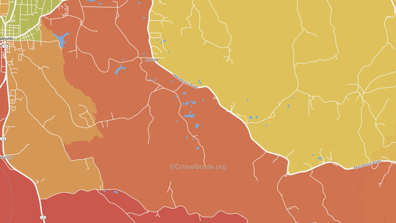 DeFoor, AL Map of Arson Rates