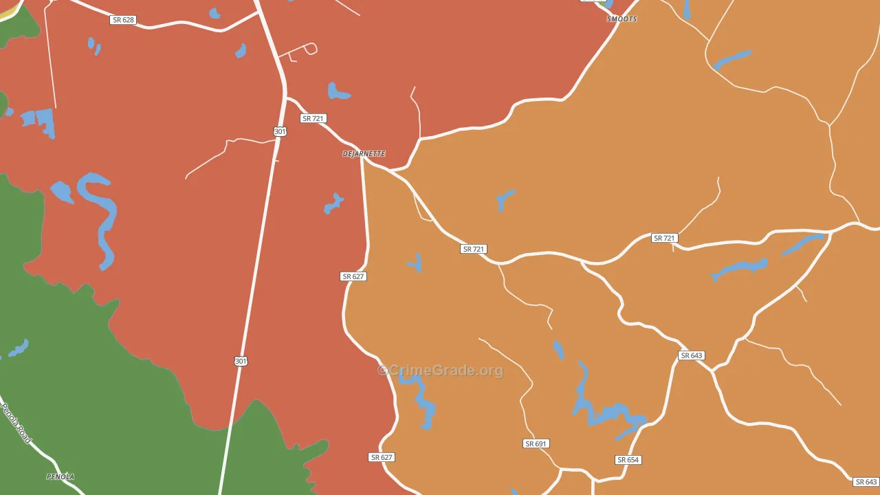 DeJarnett, VA Map of Arson Rates