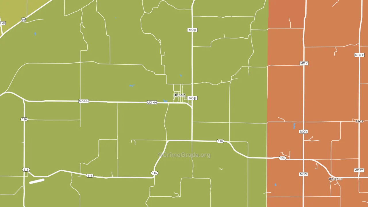 DeKalb, MO Map of Arson Rates