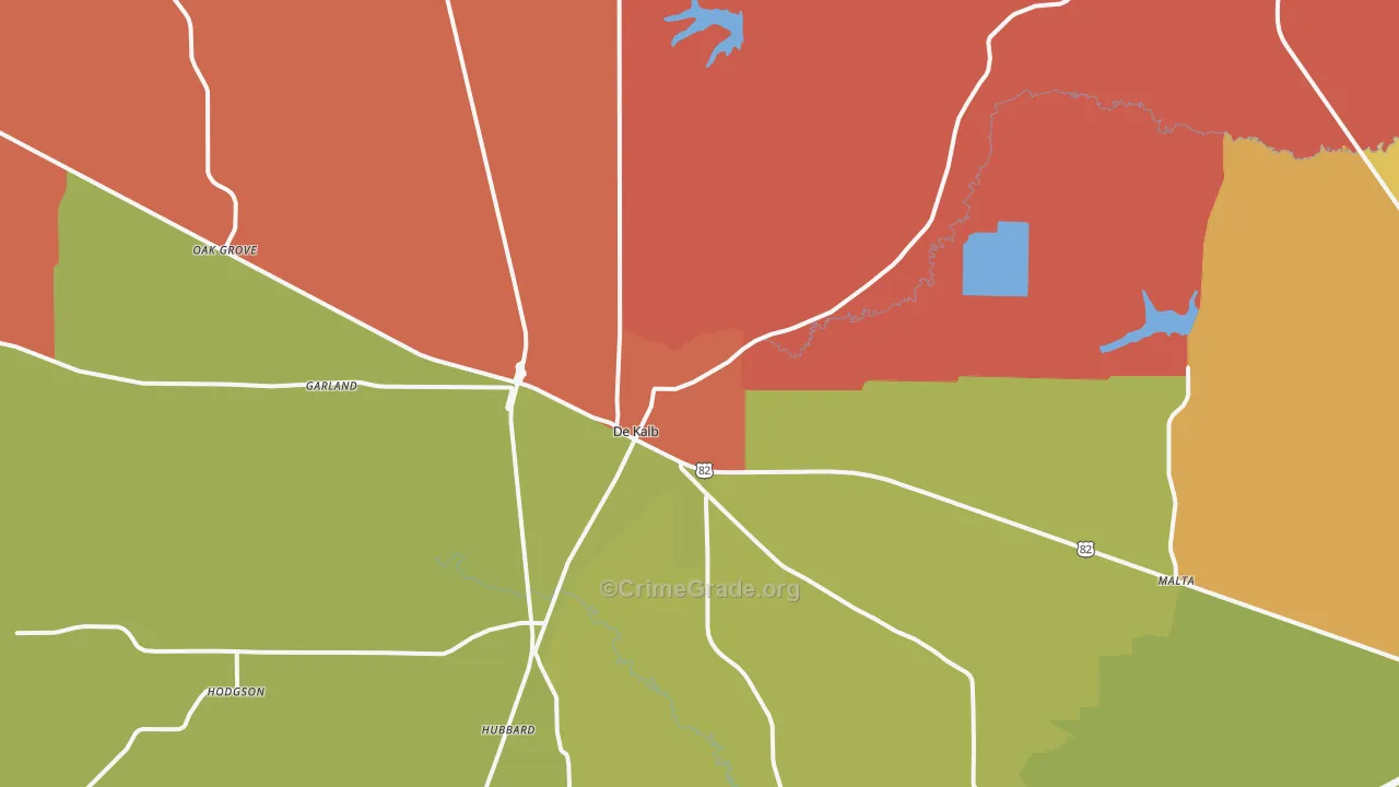 DeKalb, TX Map of Arson Rates