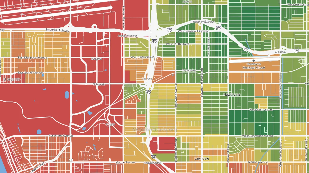 Del Aire, CA Map of Arson Rates