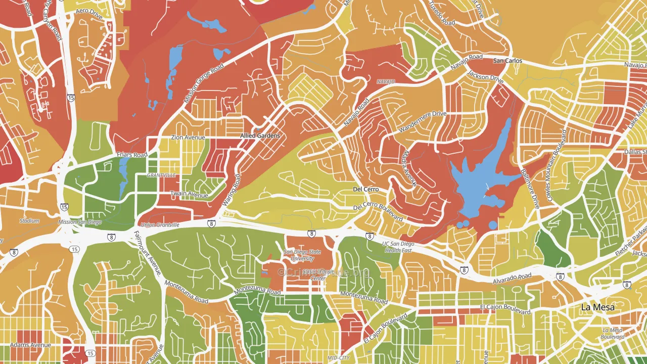 Del Cerro, San Diego, CA Map of Arson Rates