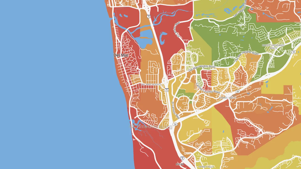 Del Mar Heights, Del Mar, CA Map of Arson Rates