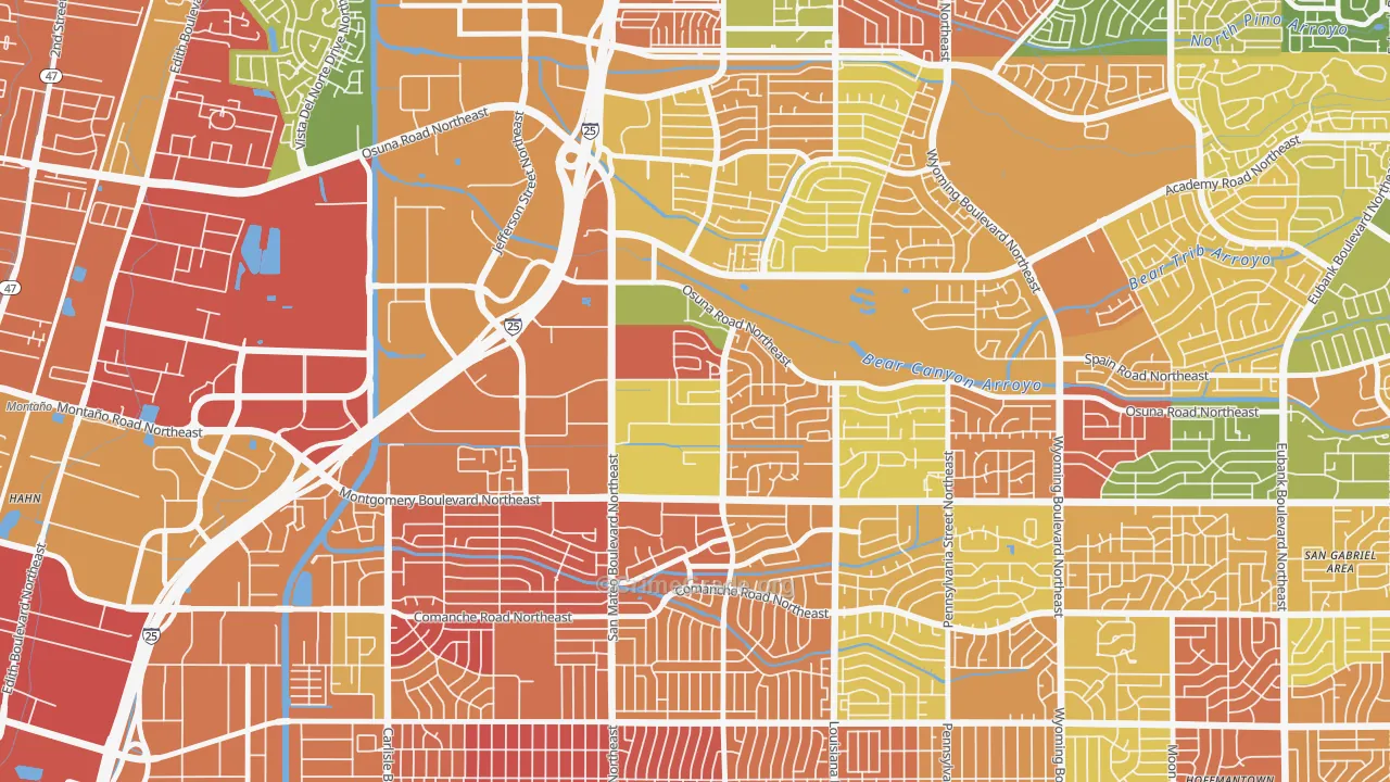 Del Norte, Albuquerque, NM Map of Arson Rates