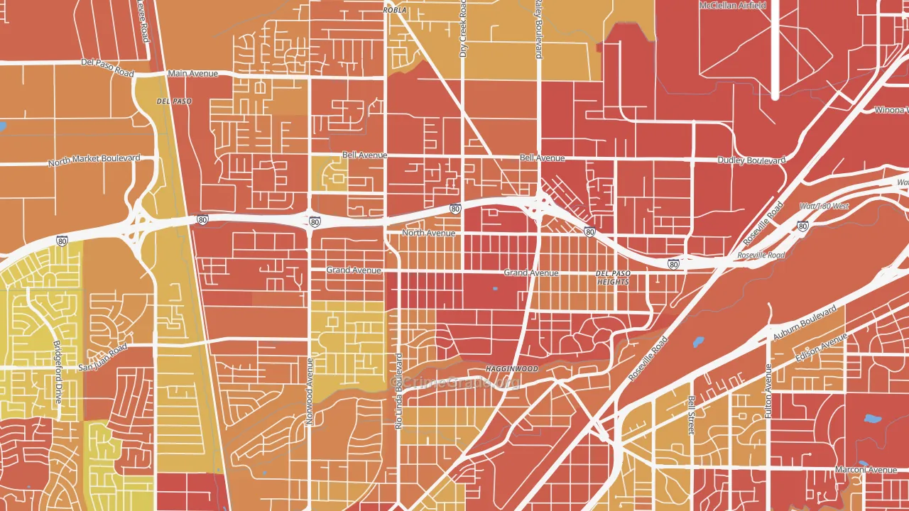 Del Paso Heights, Sacramento, CA Map of Arson Rates