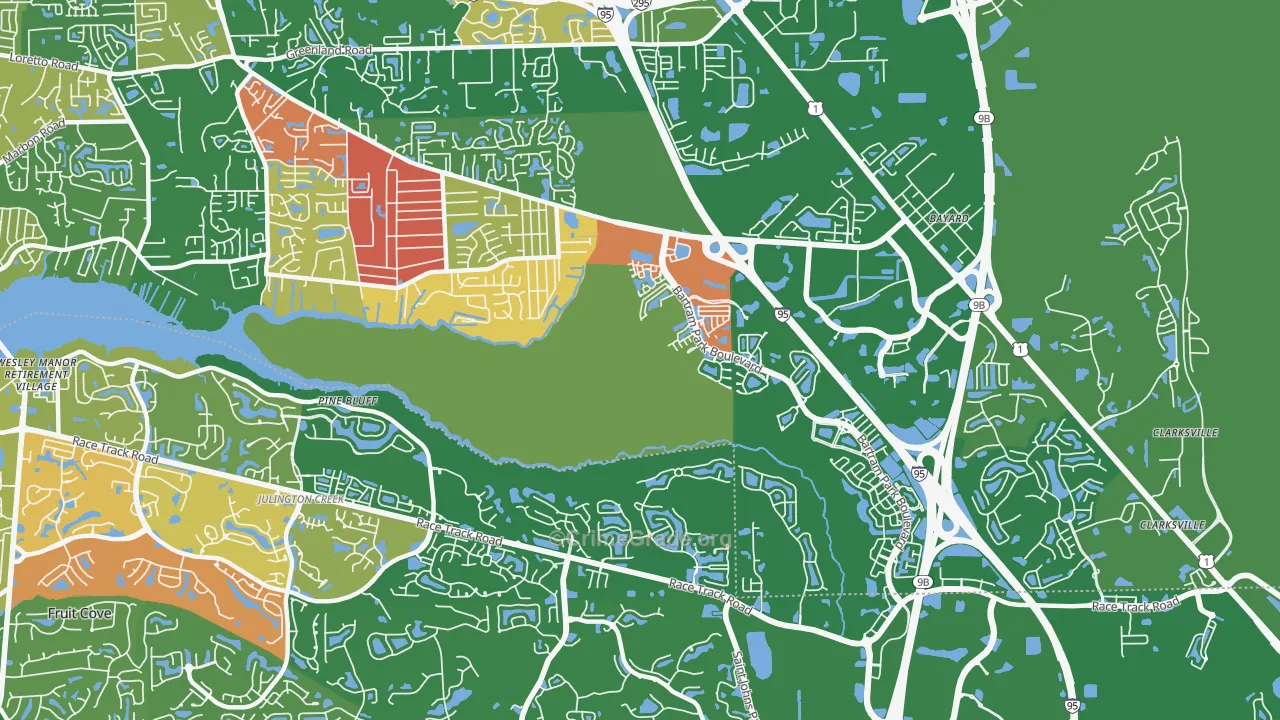 Del Rio, Jacksonville, FL Map of Arson Rates