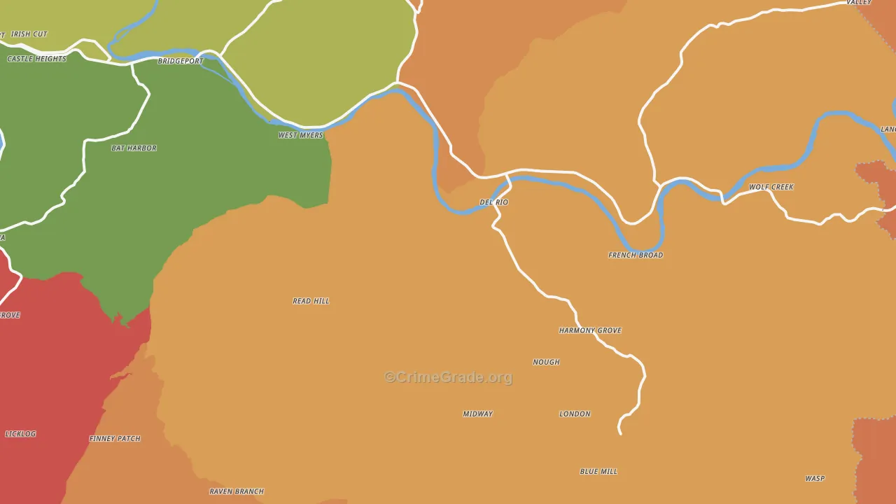 Del Rio, TN Map of Arson Rates
