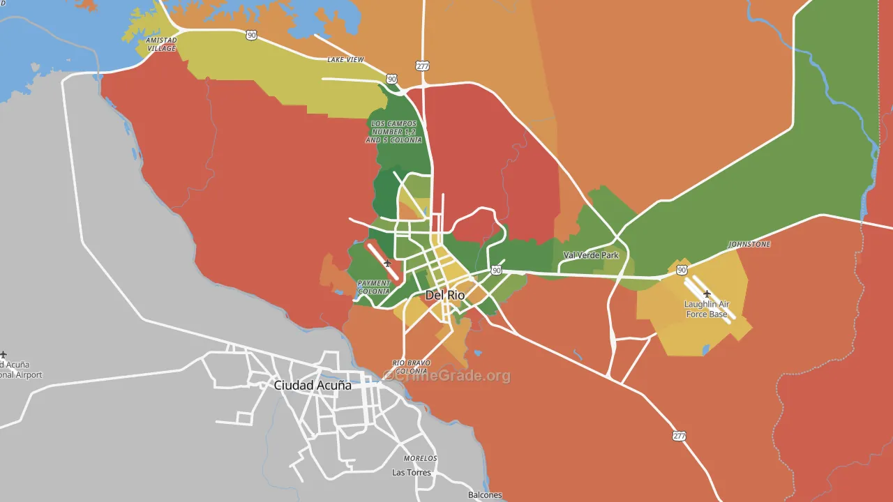 Del Rio, TX Map of Arson Rates