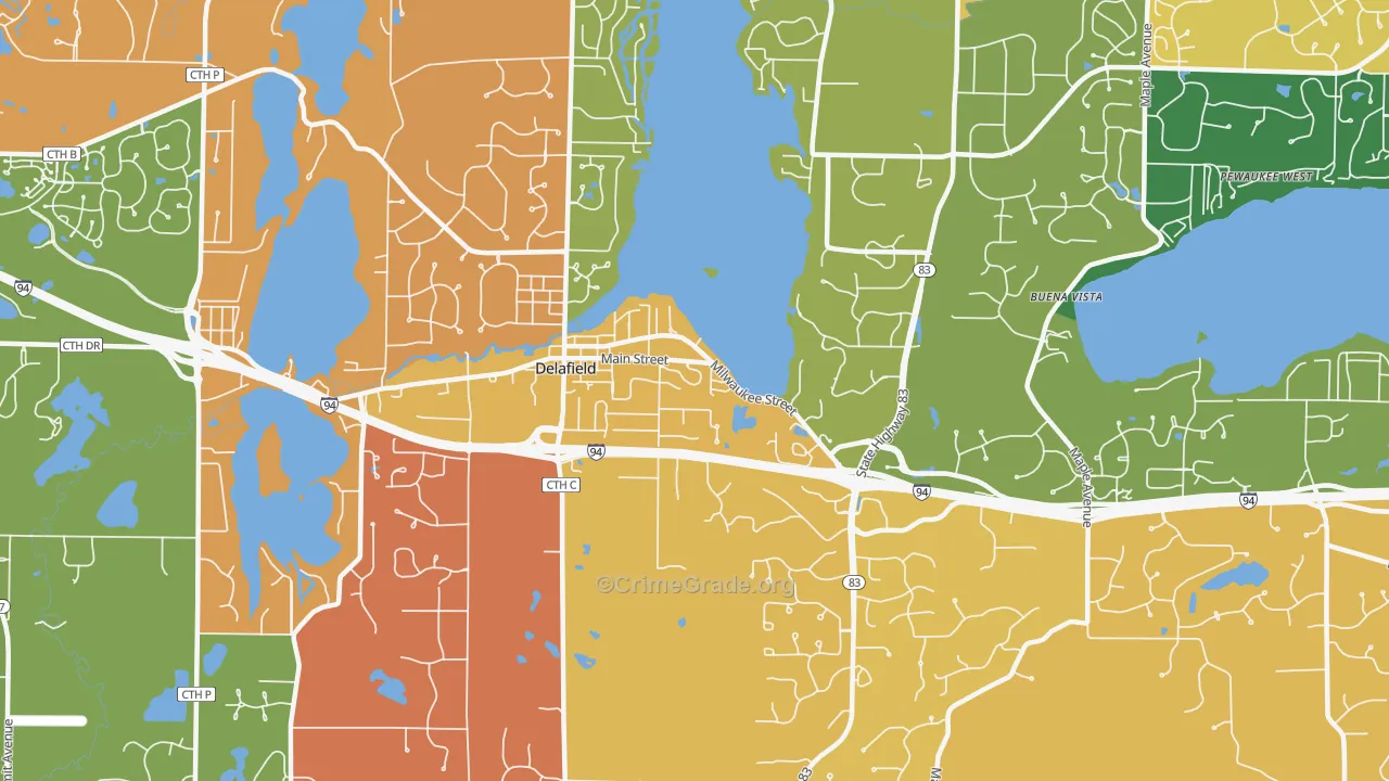 Delafield, WI Map of Arson Rates