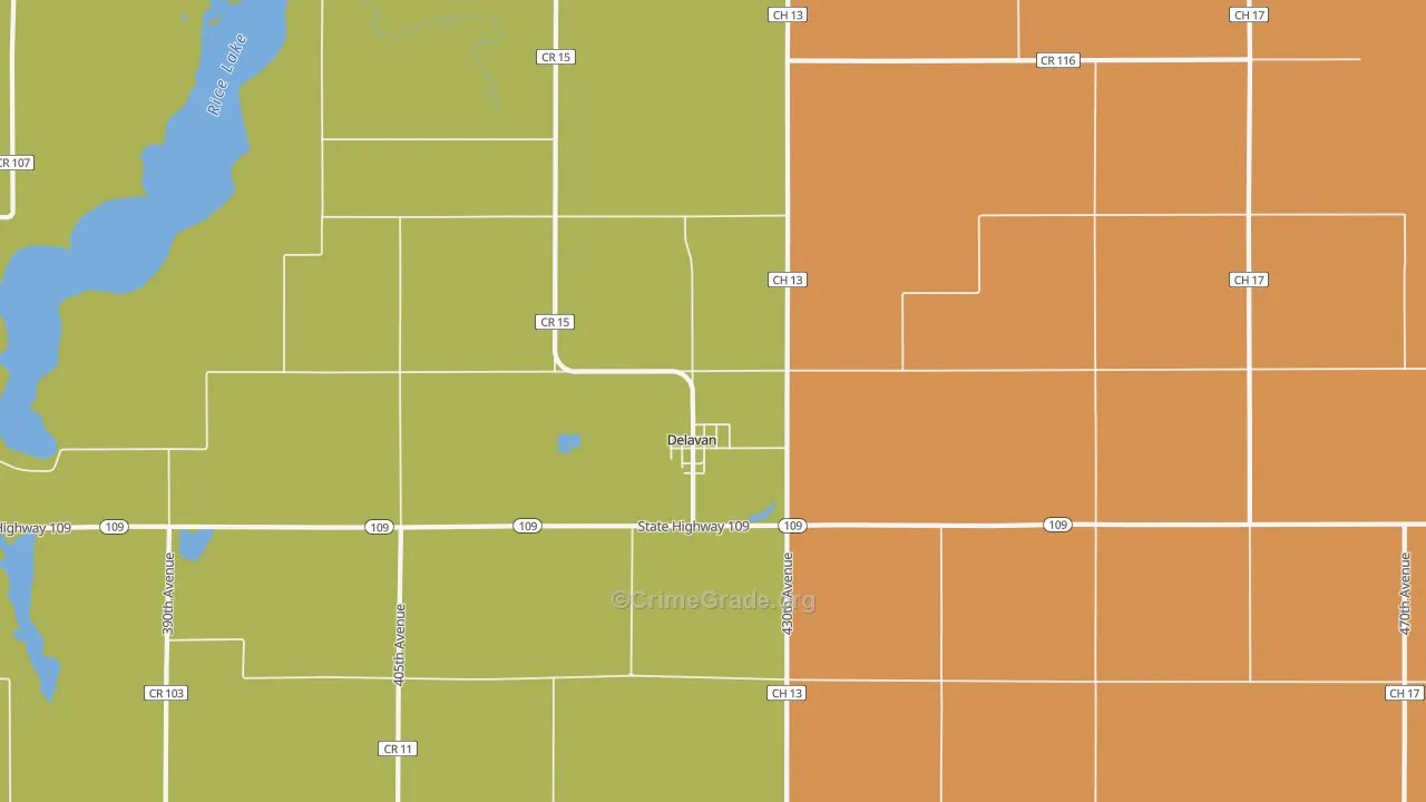 Delavan, MN Map of Arson Rates