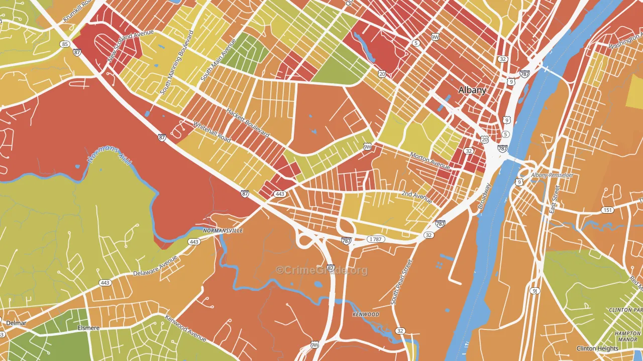 Delaware Avenue, Albany, NY Map of Arson Rates