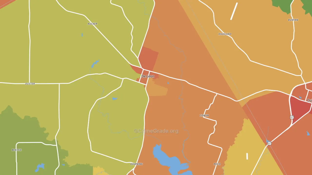 DeLeon, TX Map of Arson Rates