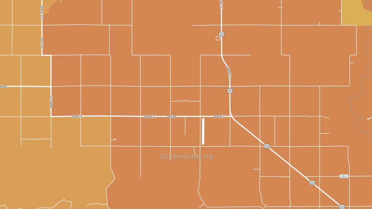 Delhi, OK Map of Arson Rates