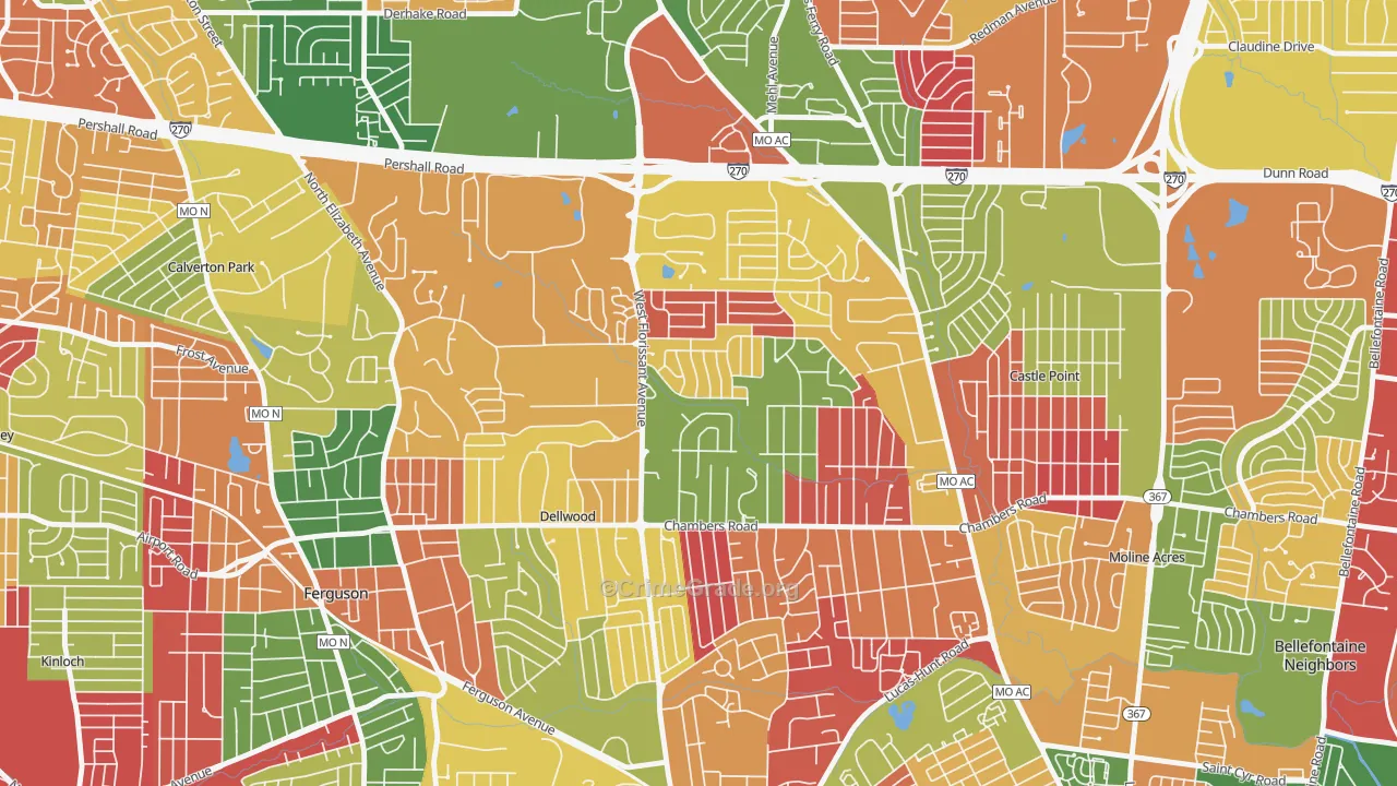 Dellwood, MO Map of Arson Rates