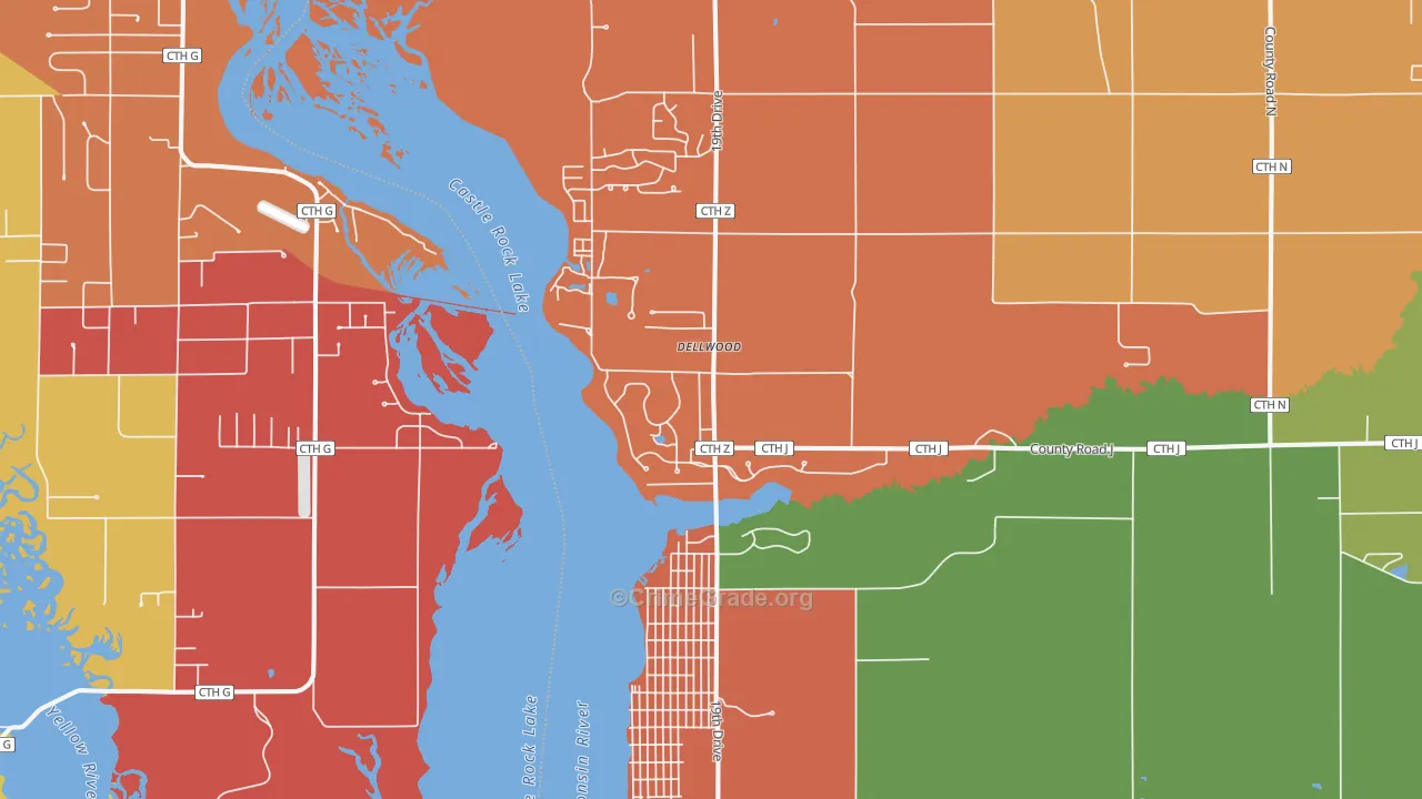Dellwood, WI Map of Arson Rates