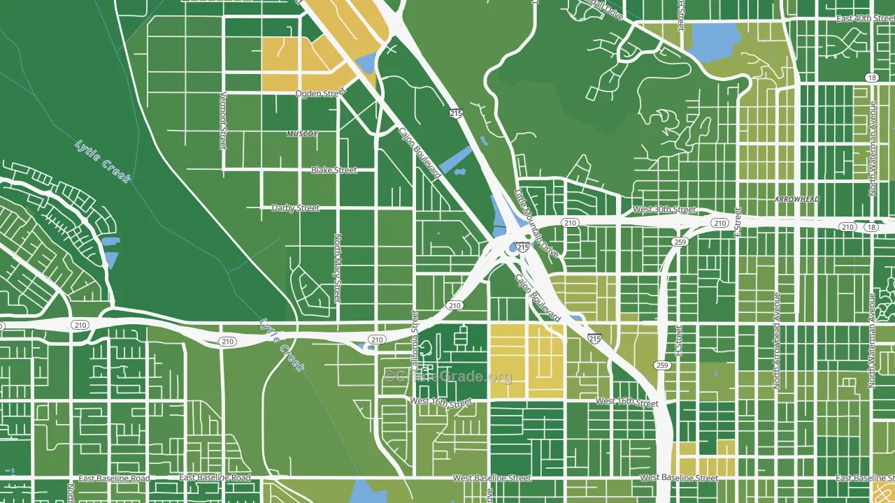 Delman, San Bernardino, CA Map of Arson Rates