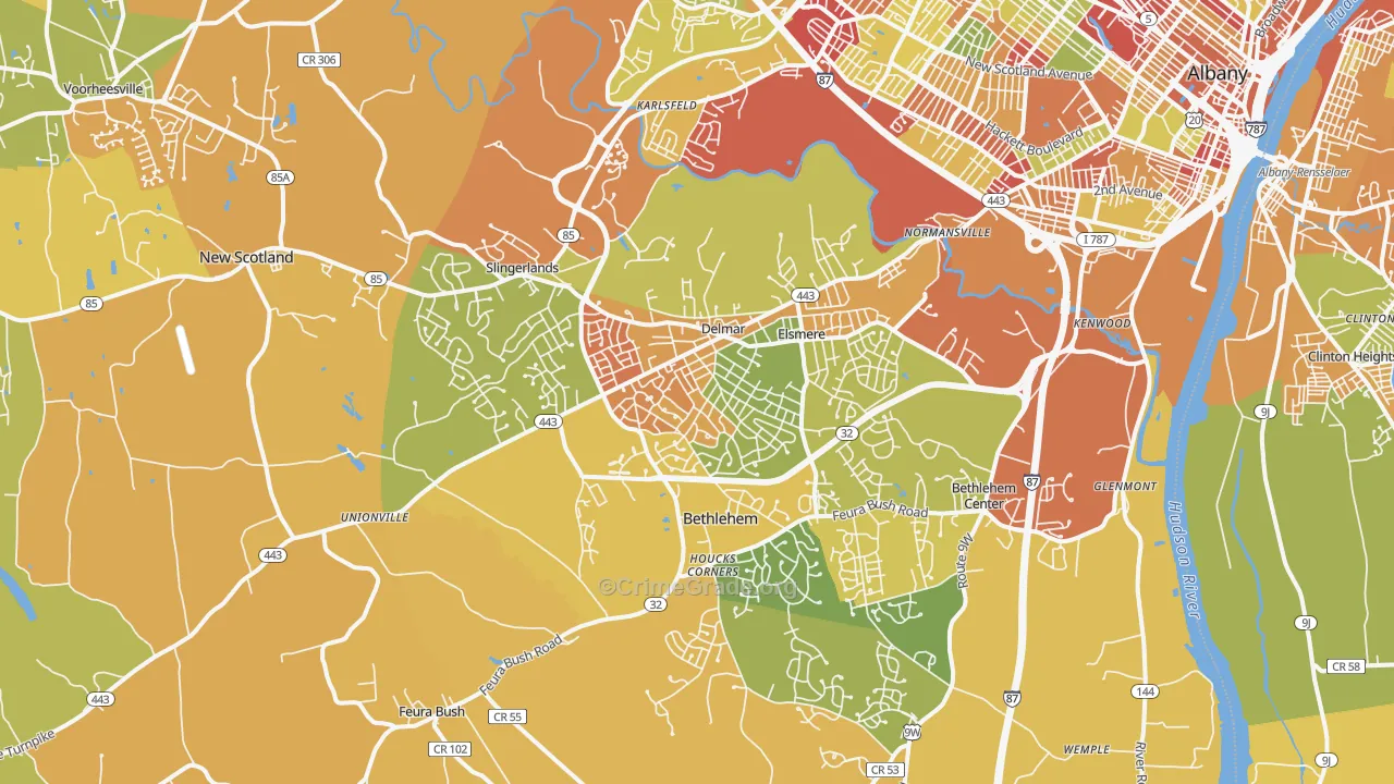 Delmar, NY Map of Arson Rates