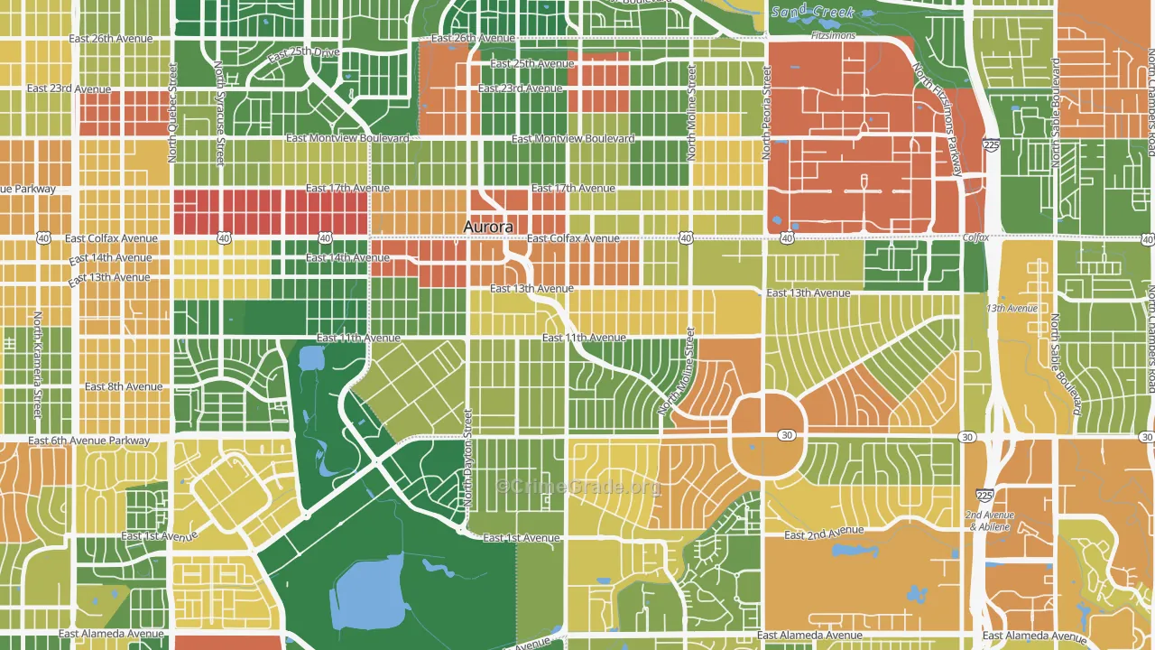 Delmar Parkway, Aurora, CO Map of Arson Rates