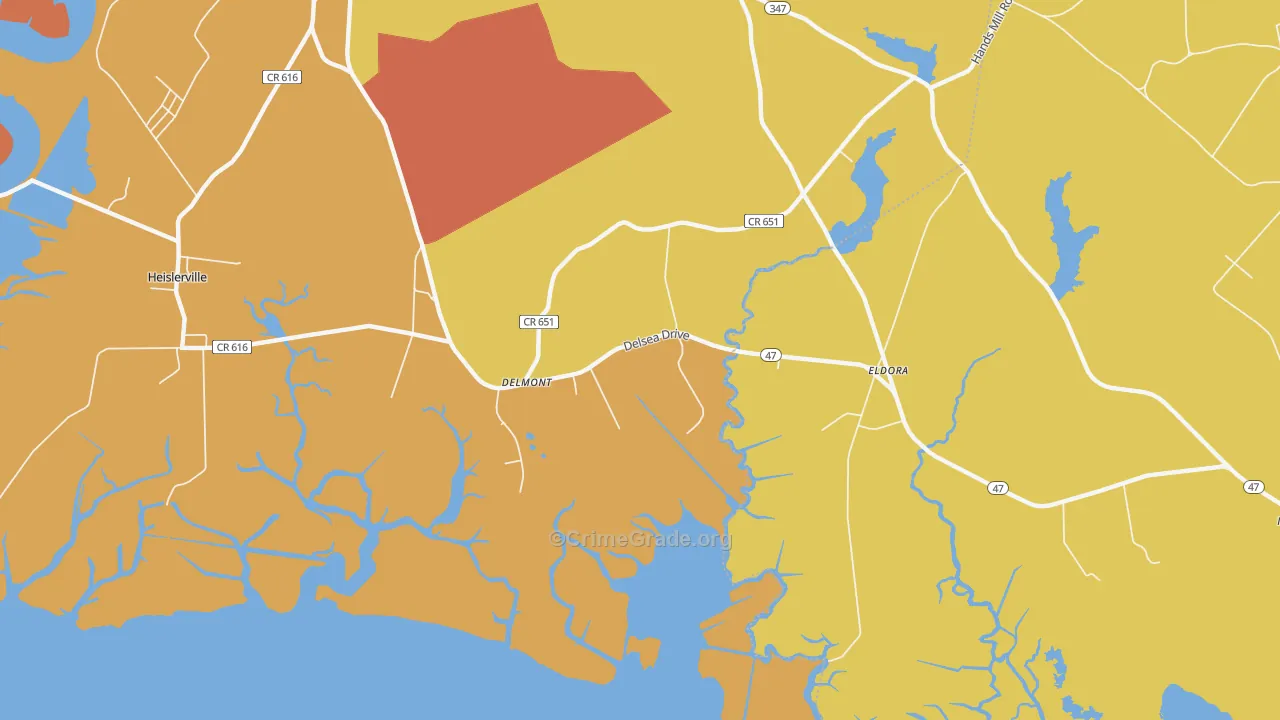 Delmont, NJ Map of Arson Rates