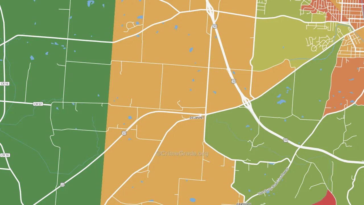 Delmont, OH Map of Arson Rates
