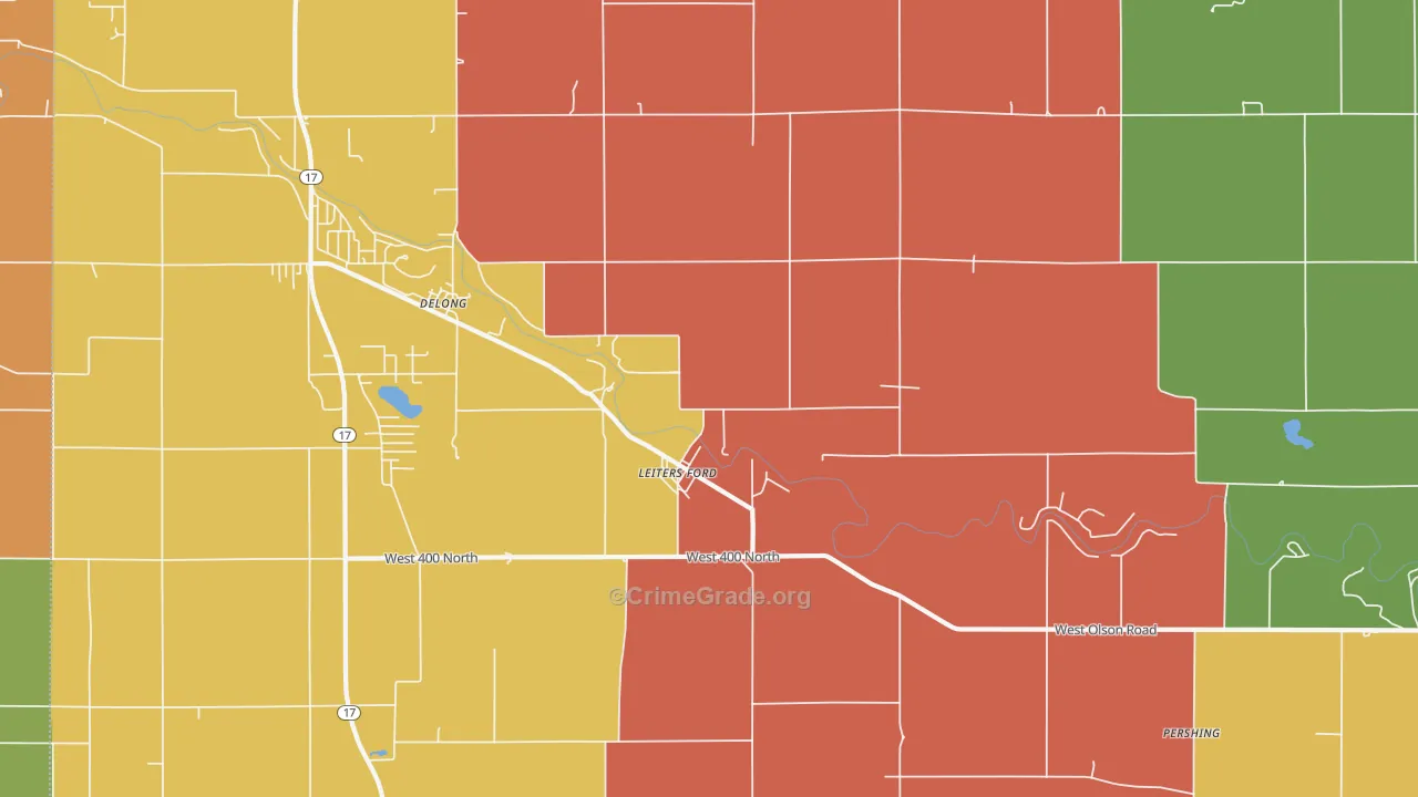 Delong, IN Map of Arson Rates