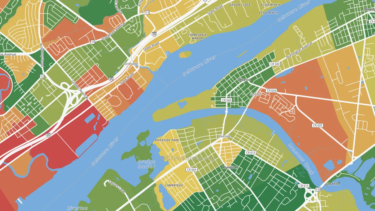 Delran, NJ Map of Arson Rates