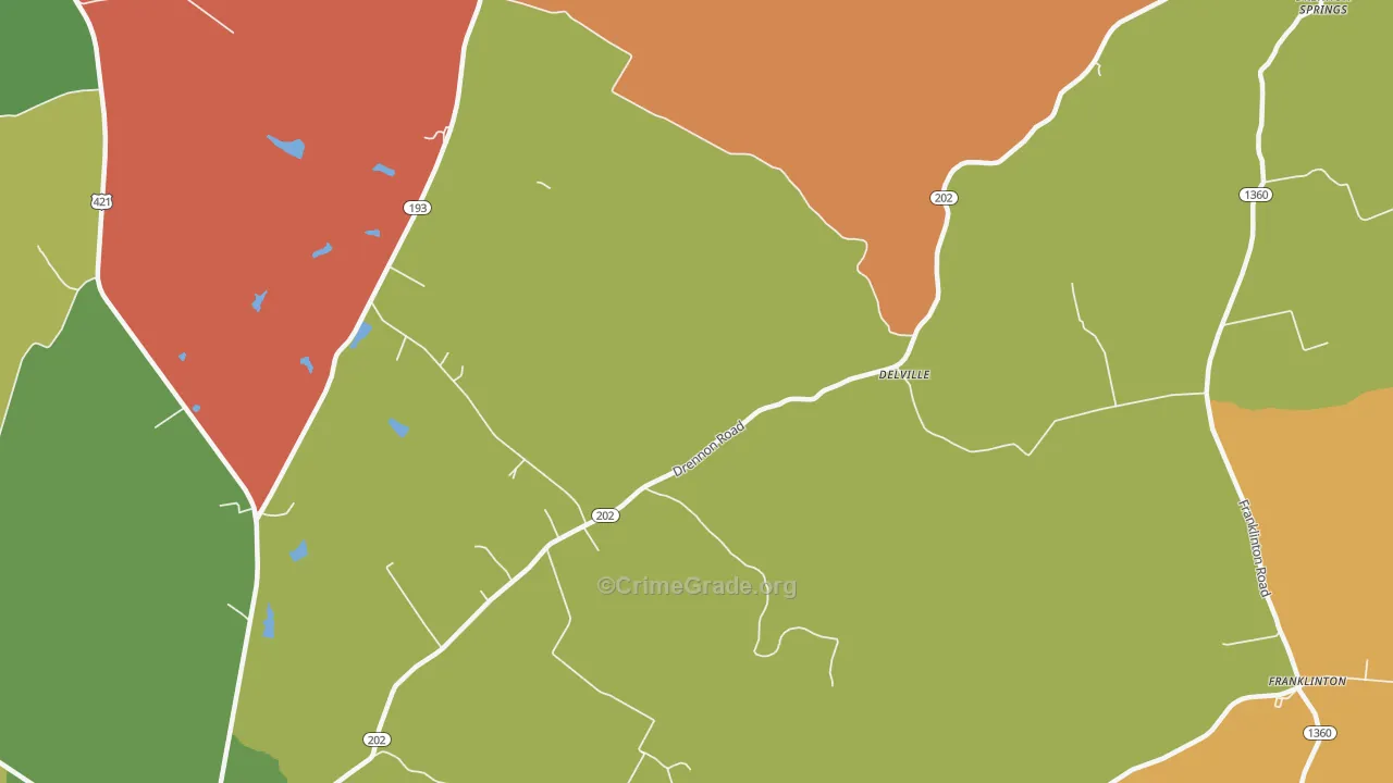 Delville, KY Map of Arson Rates
