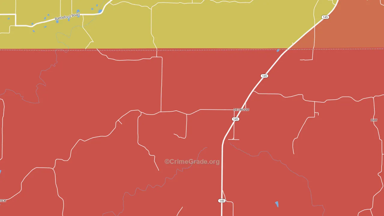 Delwood, IL Map of Arson Rates