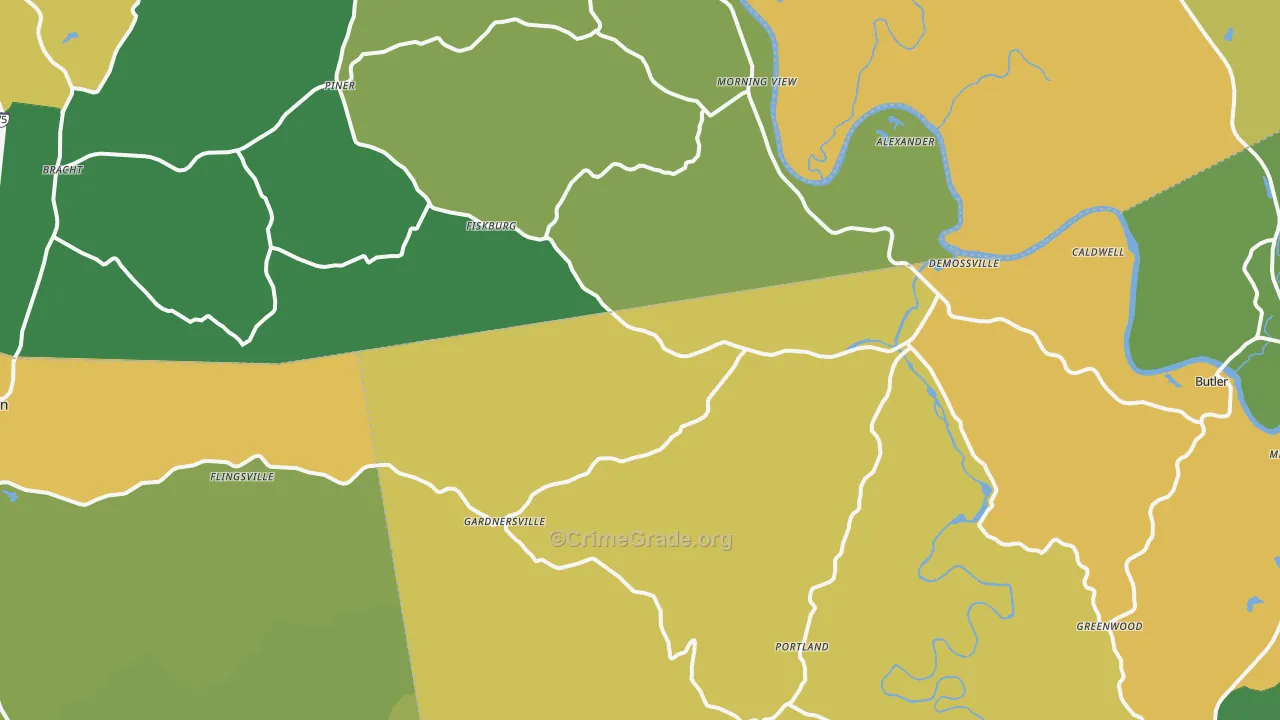 DeMossville, KY Map of Arson Rates