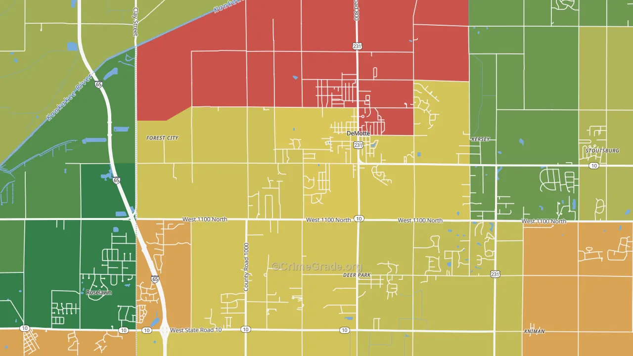 DeMotte, IN Map of Arson Rates