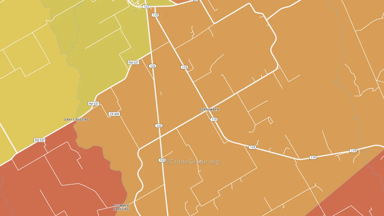 Denhawken, TX Map of Arson Rates