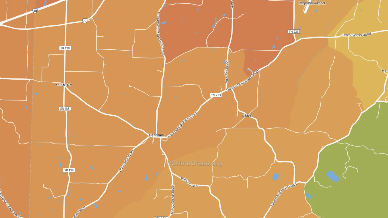 Denmark, TN Map of Arson Rates