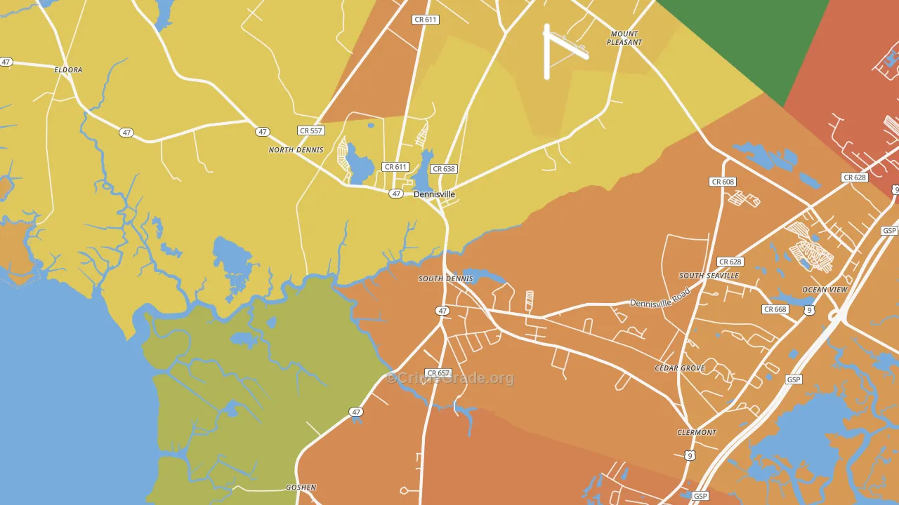 Dennisville, NJ Map of Arson Rates