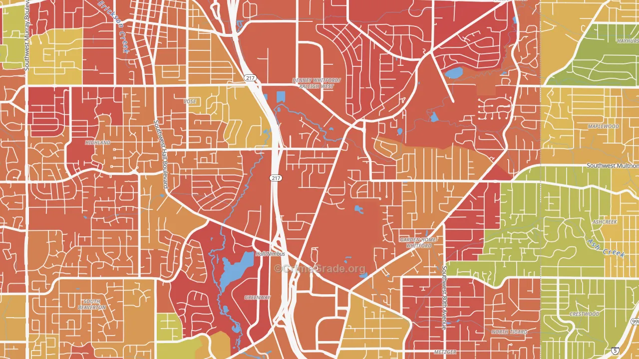 Denny Whitford, Beaverton, OR Map of Arson Rates