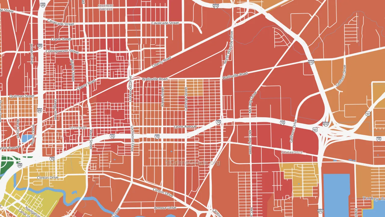 Denver Harbor-Port Houston, Houston, TX Map of Arson Rates